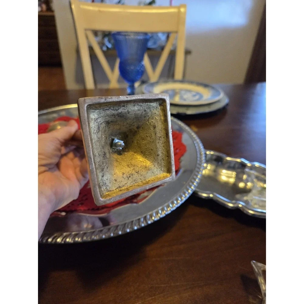 vintage brass and wood candlestick
